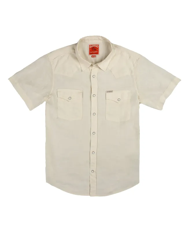 The Wyatt Pearl Snap Short Sleeve Solid Shirt - Antique White made by Sendero Provisions CO