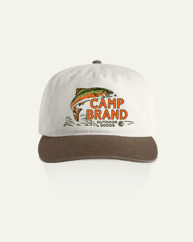 Tight Lines 5 Panel Camp Hat - Natural/Walnut made by Camp Brand Goods
