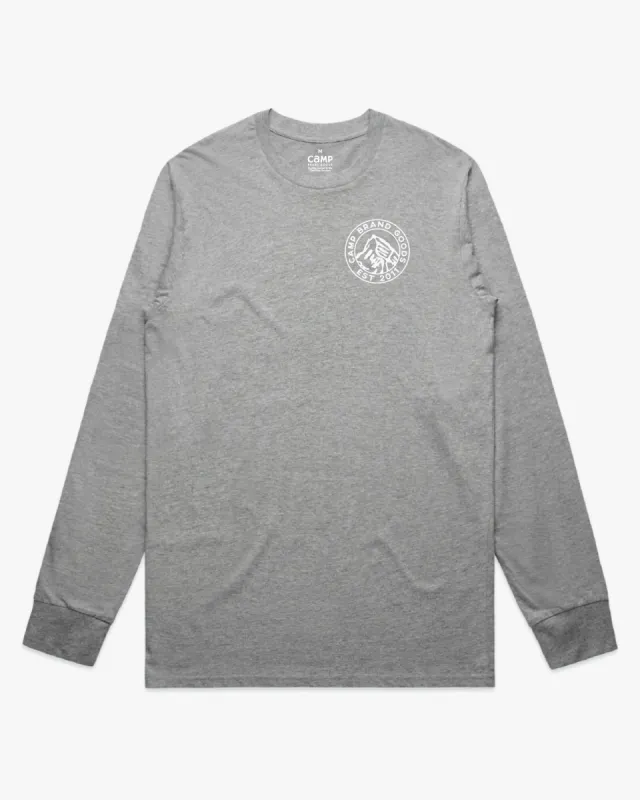 Heritage Crest Longsleeve - Heather Grey sold by Camp Brand Goods