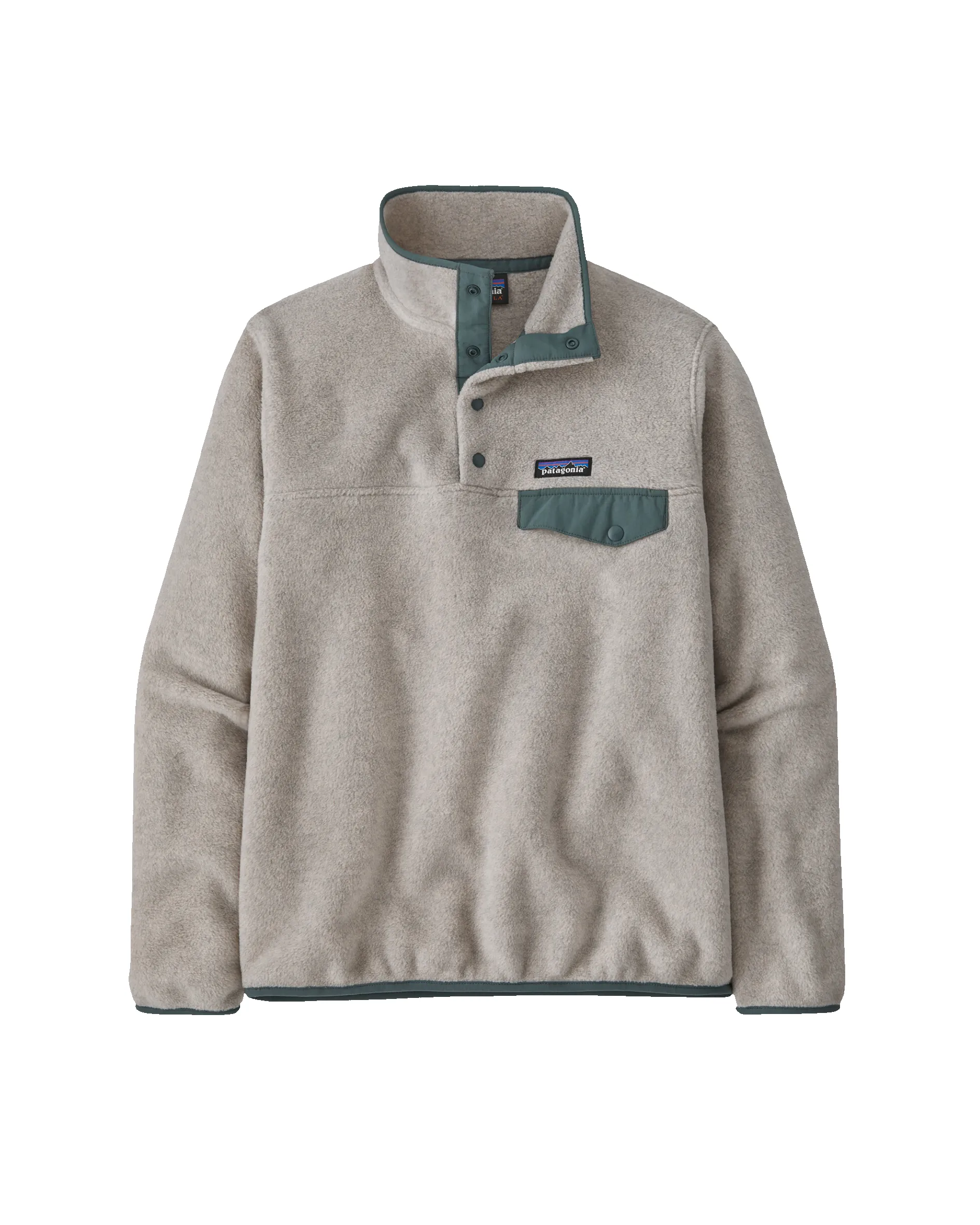 Women's Lightweight Synchilla Oatmeal Heather w/ Nouveau Green sold by Camp Brand Goods