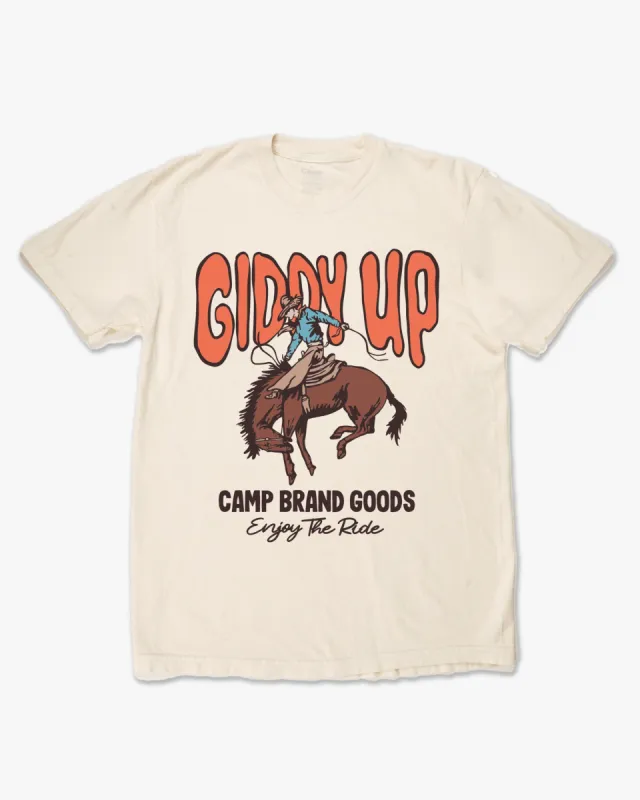 Giddy Up Vintage Wash Tee - Ivory sold by Camp Brand Goods