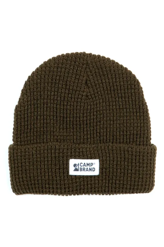 Mountain Logo Waffle Toque // Olive sold by Camp Brand Goods