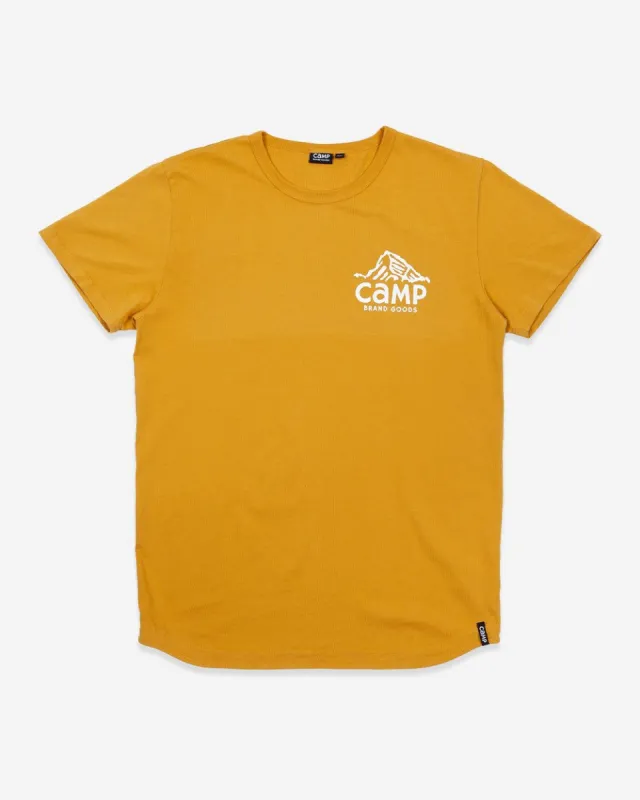 Peak Logo Curved Hem T-Shirt sold by Camp Brand Goods
