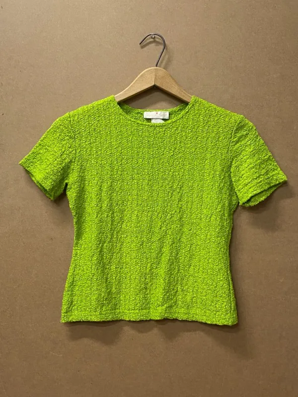 Hu-Hu Lime Green Textured Tee sold by Surplus Market