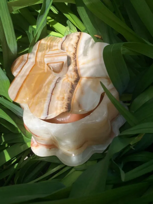 Vintage Onyx Flower Shaped Trinket Box sold by Surplus Market