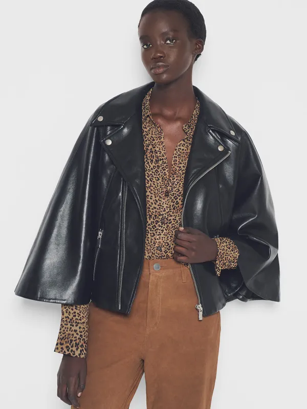 FAITH RECYCLED LEATHER MOTO CAPE made by AS by DF