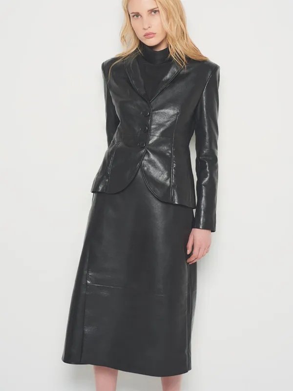 CURVE DENISE UPCYCLED TAILORD LEATHER BLAZER sold by AS by DF