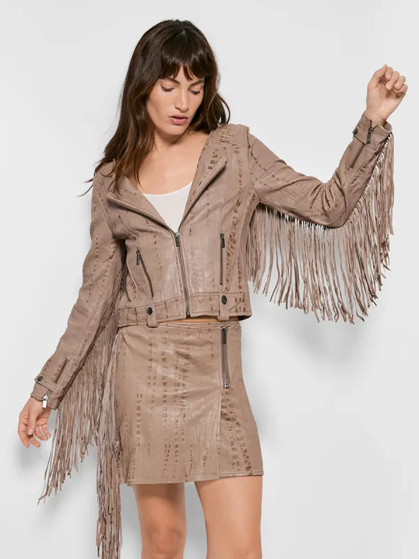 ONE LOVE FRINGE MOTO JACKET made by AS by DF