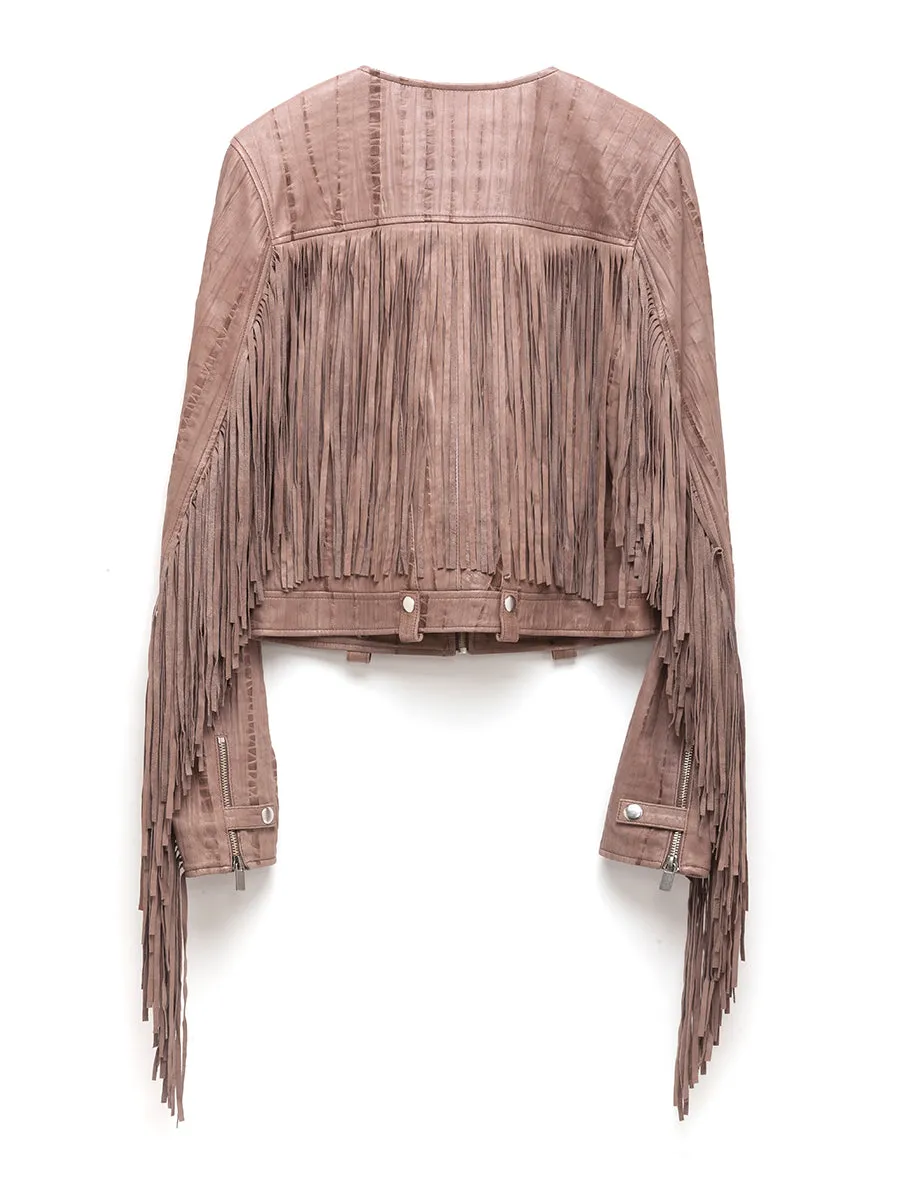 ONE LOVE FRINGE MOTO JACKET sold by AS by DF product image thumbnail 5