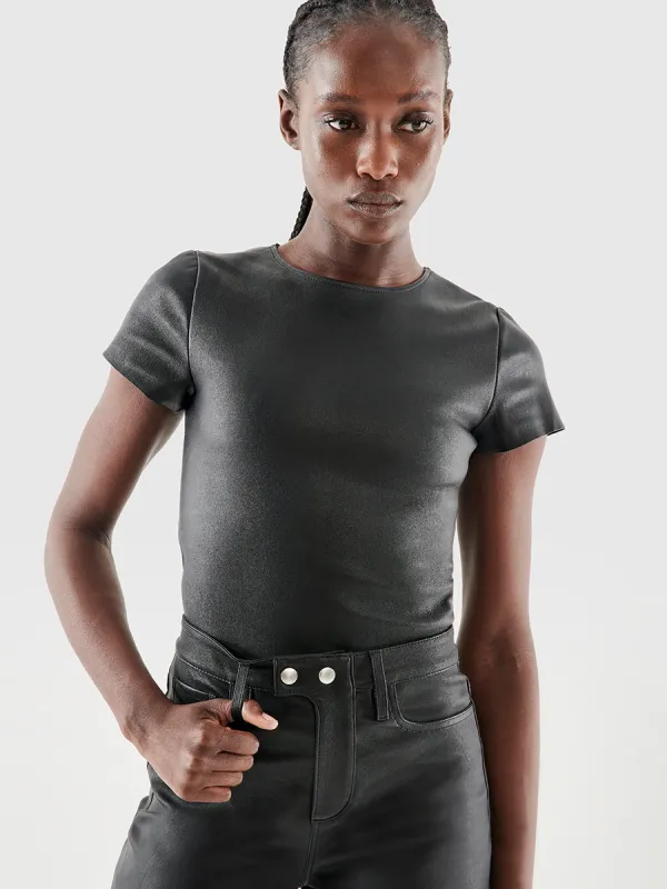 BRANDO STRETCH LEATHER TEE made by AS by DF