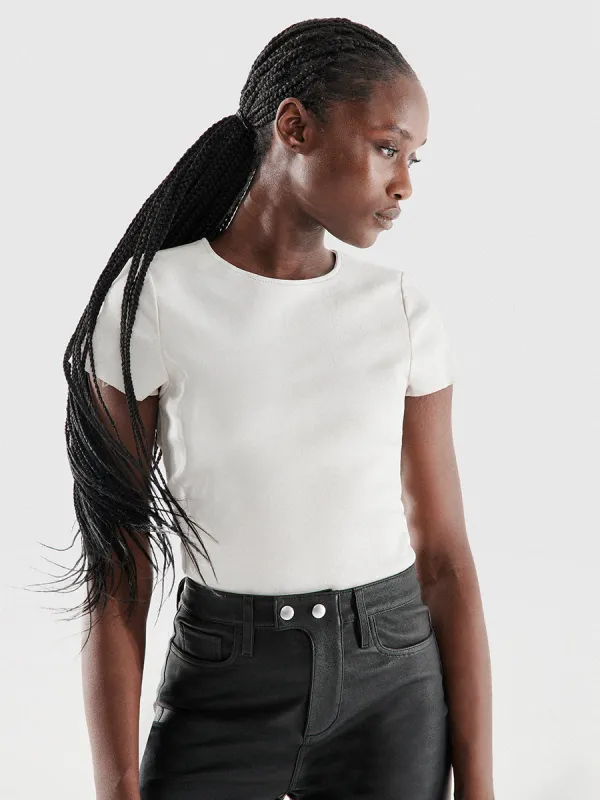 BRANDO STRETCH LEATHER TEE made by AS by DF