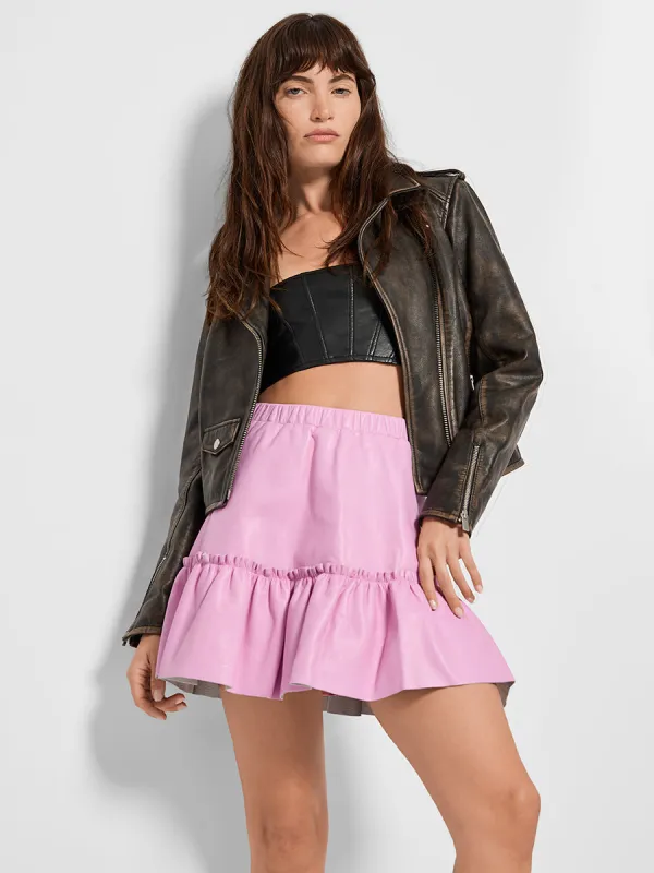 CLEMENTINE RECYCLED LEATHER SKIRT made by AS by DF