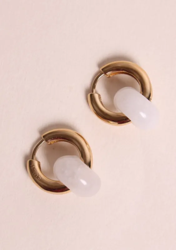 Boucles d'oreilles Tessa - donut jade blanc sold by Waekura
