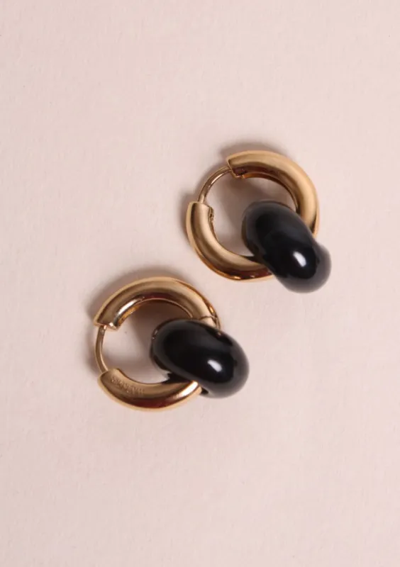 Boucles d'oreilles Tessa - donut agate noire sold by Waekura
