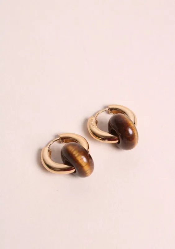 Boucles d'oreilles Tessa - donut oeil de tigre sold by Waekura