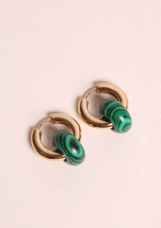 Boucles d'oreilles Tessa - donut malachite sold by Waekura