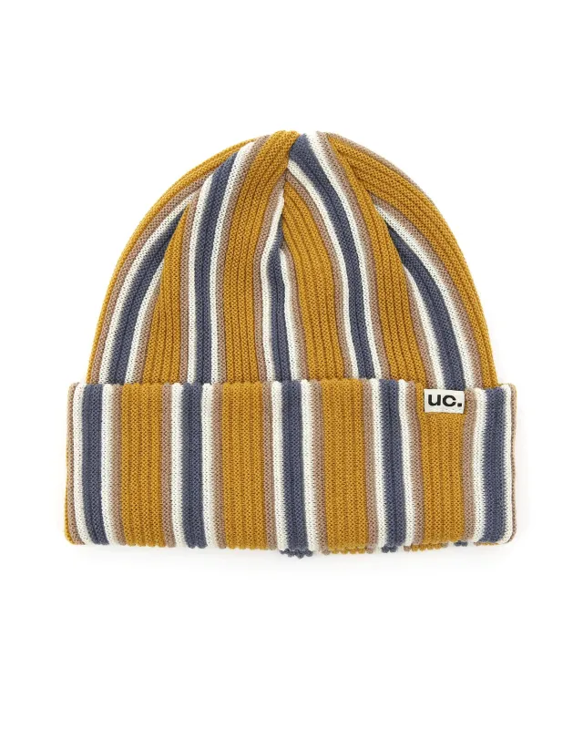 BEANIE / VERTICAL STRIPE / MUSTARD sold by Undercontrol