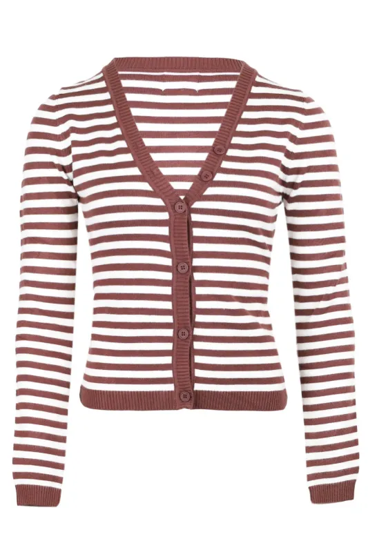 Noemi Long Sleeve Knit Top Choco Stripes sold by Sand Dollar