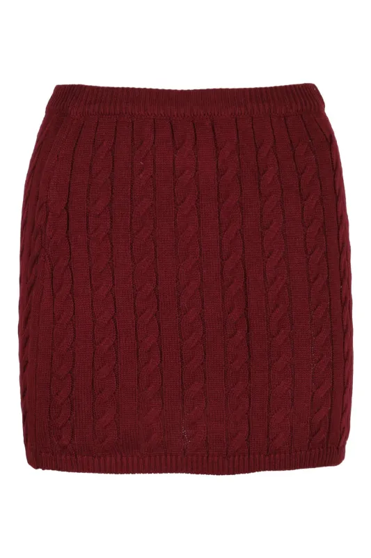 Katarina Knit Mini Skirt Black Cherry sold by Sand Dollar
