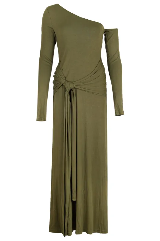 Bianca One Shoulder Maxi Dress Army Green sold by Sand Dollar