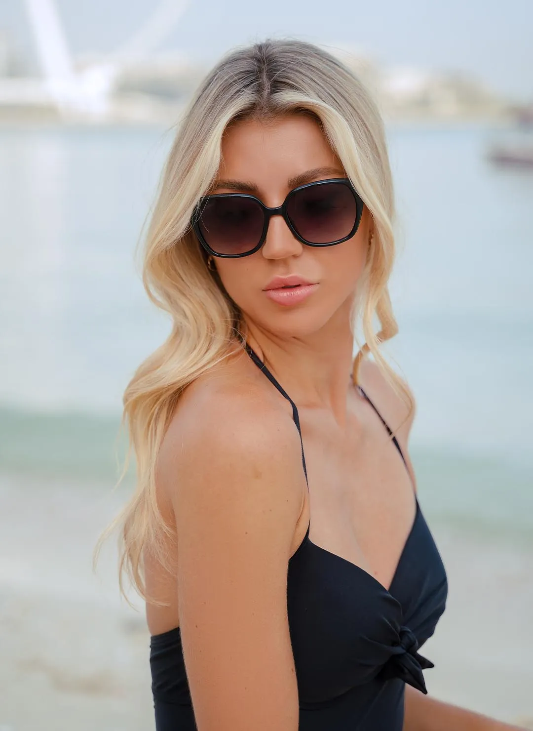 Oversized Black Sunglasses in Butterfly Design sold by Sand Dollar product image thumbnail 2
