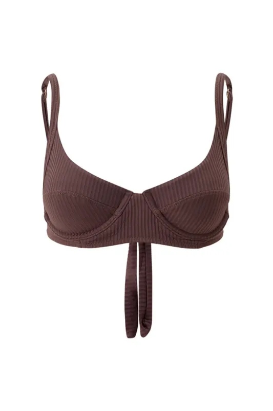Noto Bikini Top Brown Ribbed sold by Sand Dollar