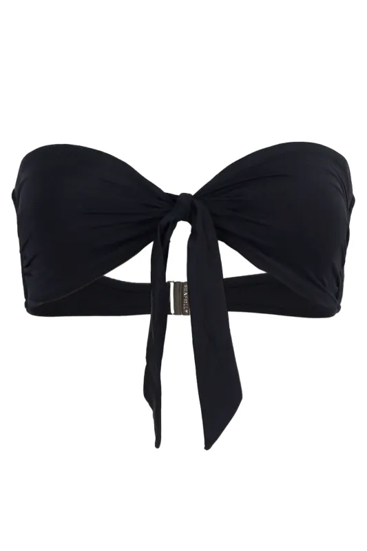 Seafolly Collective Twist Tie Front Bandeau Top Black sold by Sand Dollar