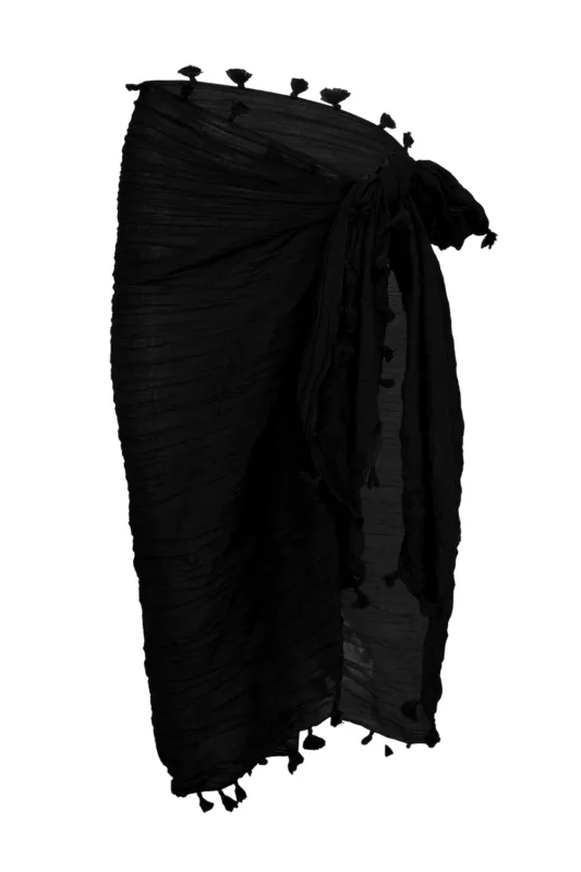 Beach Edit Cotton Gauze Sarong Black sold by Sand Dollar