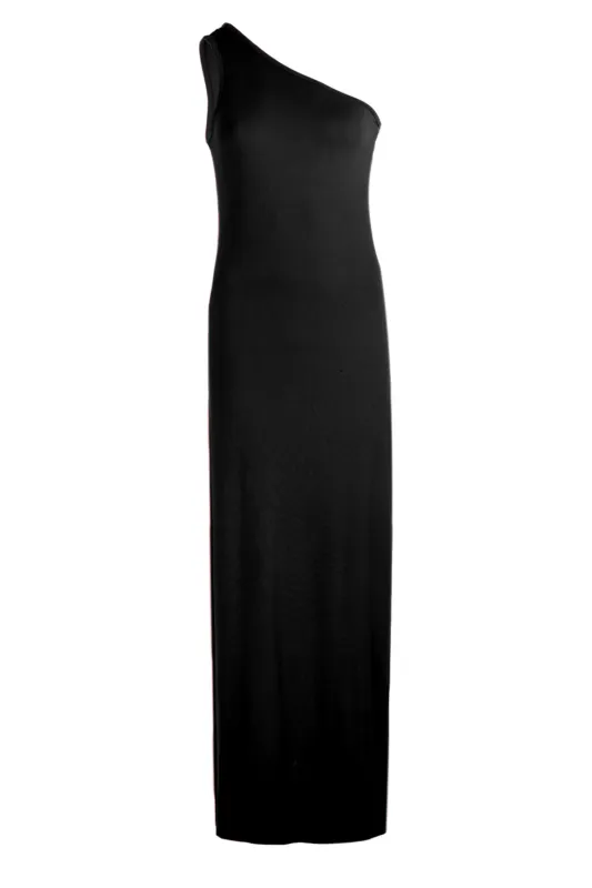Jersey Rib One Shoulder Dress Black sold by Sand Dollar