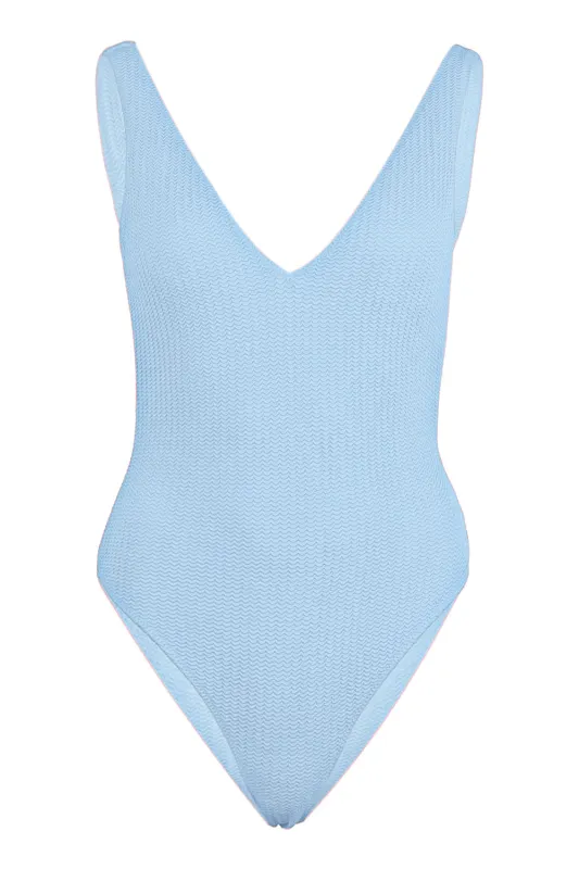 Deep V Neck One Piece Cornflower sold by Sand Dollar