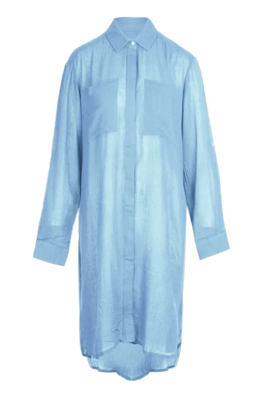 Crinkle Twill Beach Shirt Cornflower sold by Sand Dollar