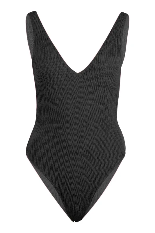 Deep V Neck One Piece Black sold by Sand Dollar