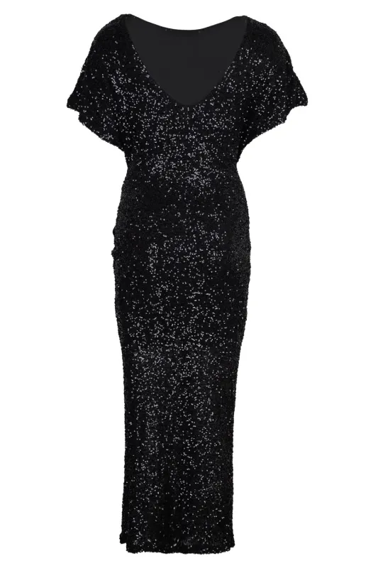 Black Sequin Bow Dress made by Never Fully Dressed