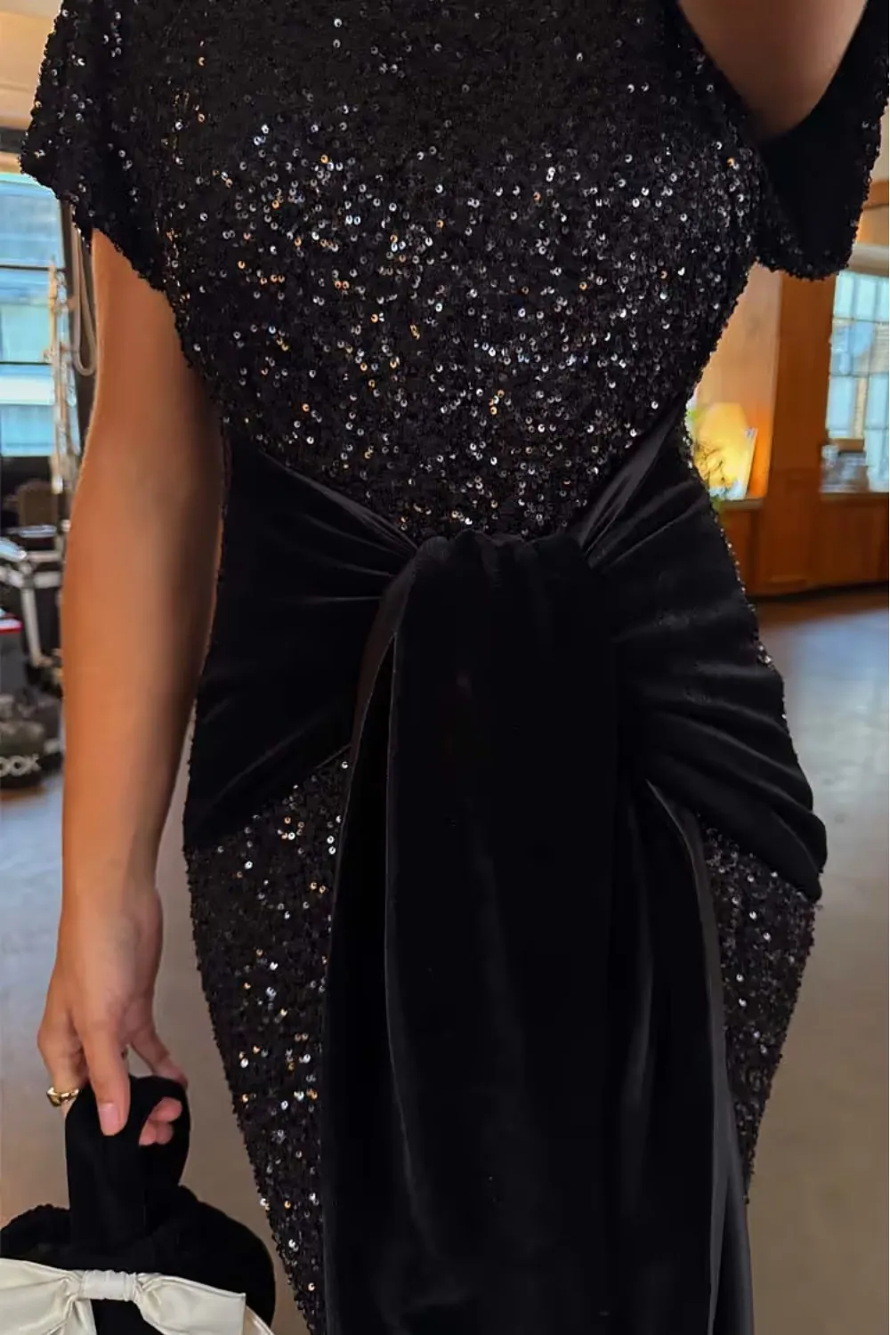 Black Sequin Bow Dress sold by Sand Dollar product image thumbnail 5