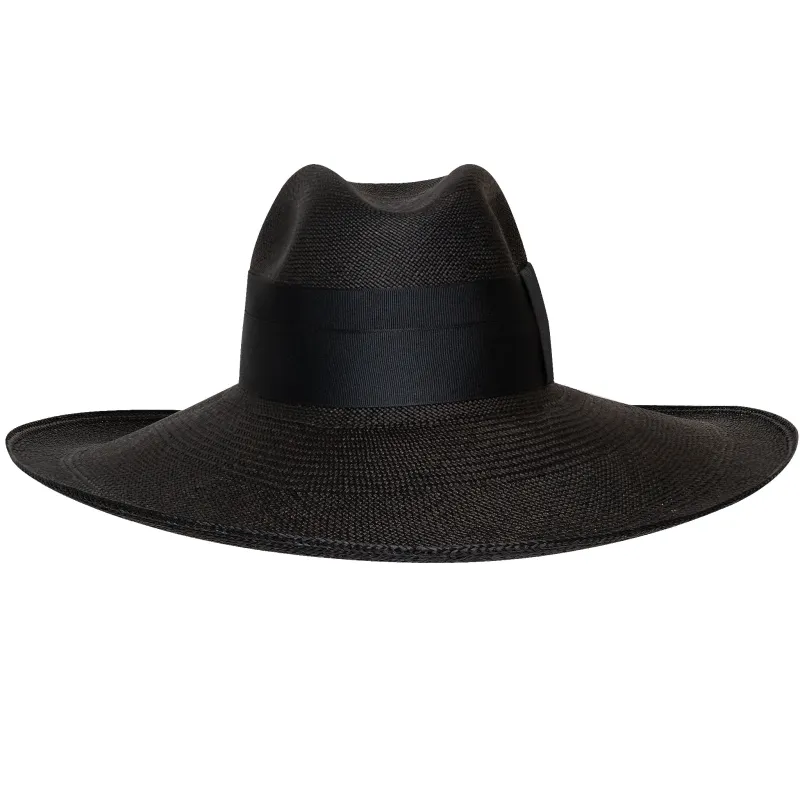 Antibes Clasico Wide Brim Black Hat With Black Band sold by Sand Dollar