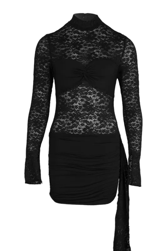 Larna Lace Sleeved Mini Dress Black sold by Sand Dollar