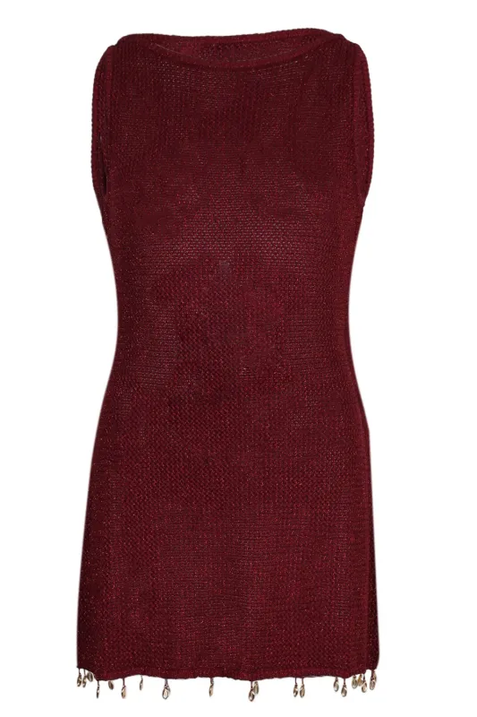 Ariya Mini Dress Wine Metallic made by Seven Wonders