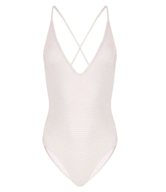 Marysia Harbour Island Maillot in Seta/Panna sold by Sand Dollar