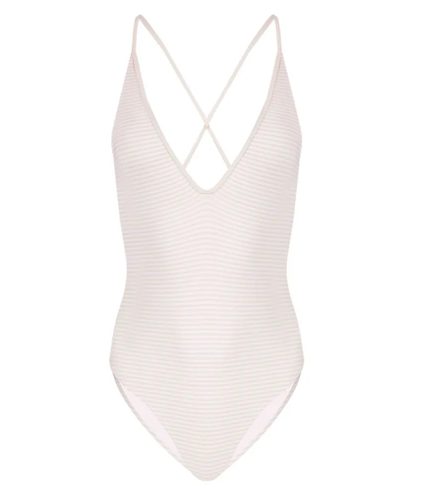 Marysia Harbour Island Maillot in Seta/Panna sold by Sand Dollar