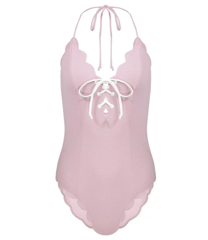 Marysia Broadway Tie Maillot in Lavender sold by Sand Dollar