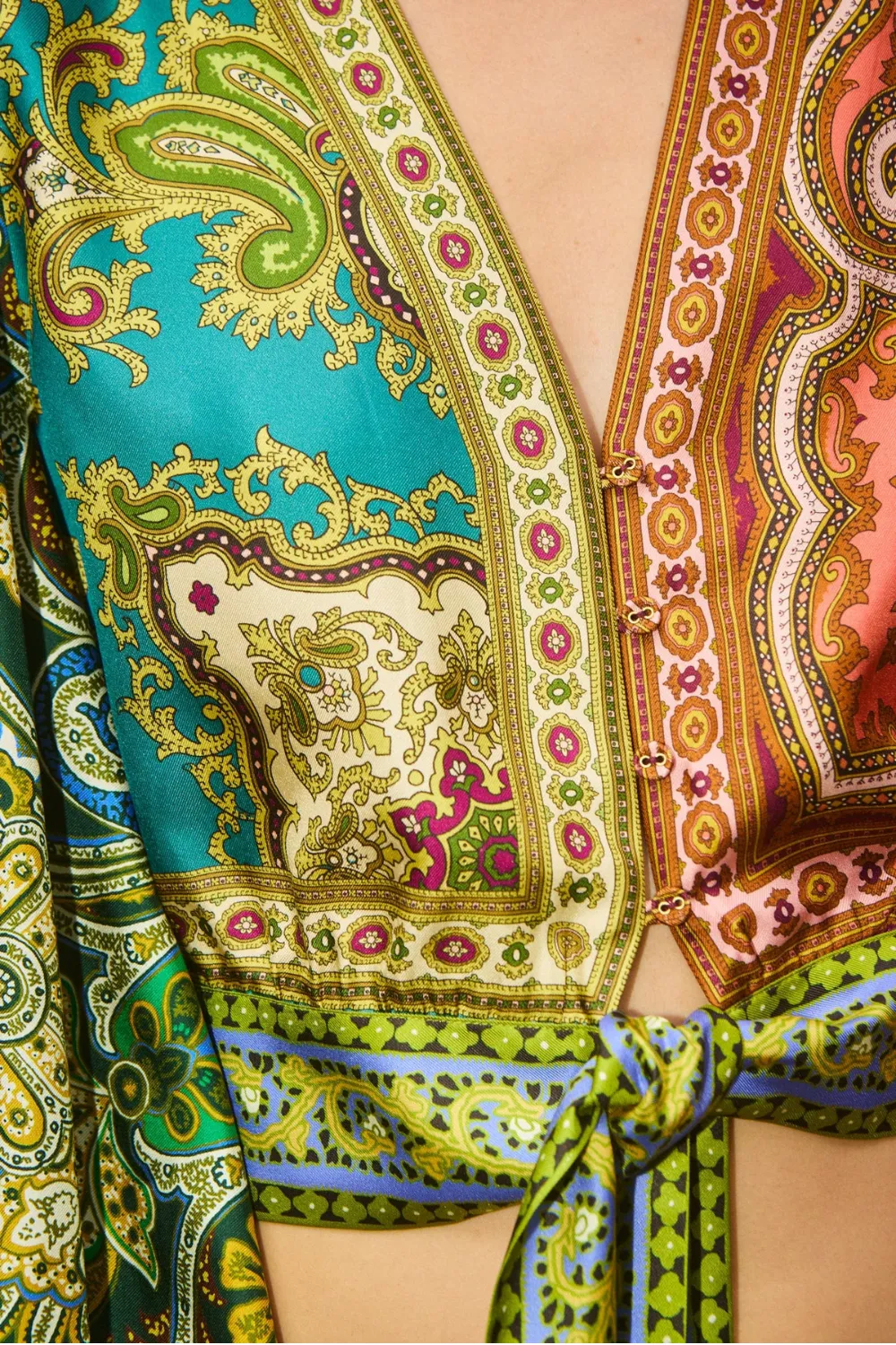 Clemenza Spliced Crop Silk Blouse sold by Sand Dollar product image thumbnail 5