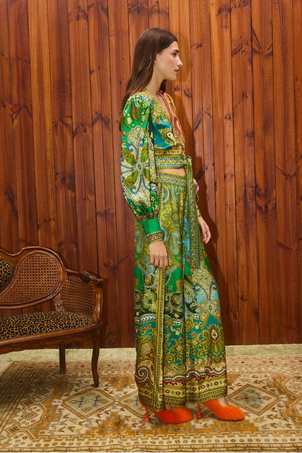 Clemenza Spliced Crop Silk Blouse sold by Sand Dollar product image thumbnail 3