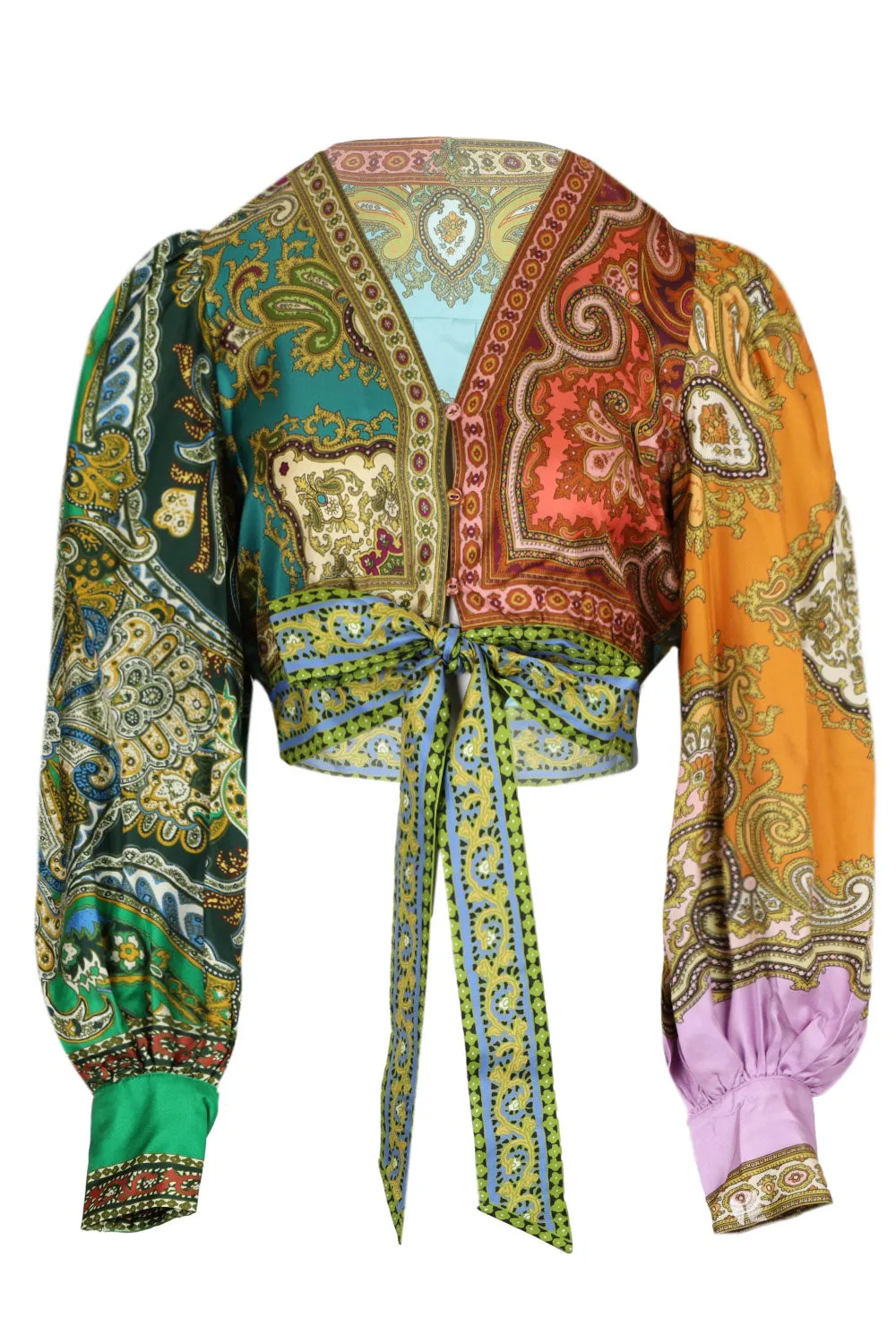 Clemenza Spliced Crop Silk Blouse sold by Sand Dollar