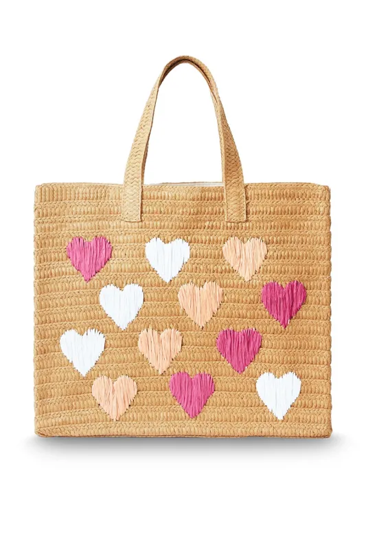 Be Mine Tote Bag Sand Fuchsia/Coral Rainbow made by Sand Dollar