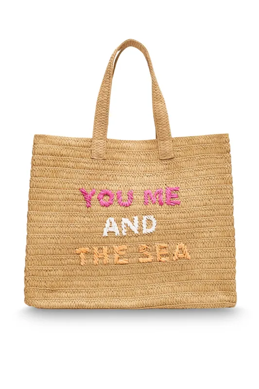 You Me And The Sea Tote Bag Sand/Fuchsia made by Sand Dollar
