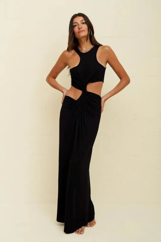 Cut Out Twist Dress Black made by Pitusa