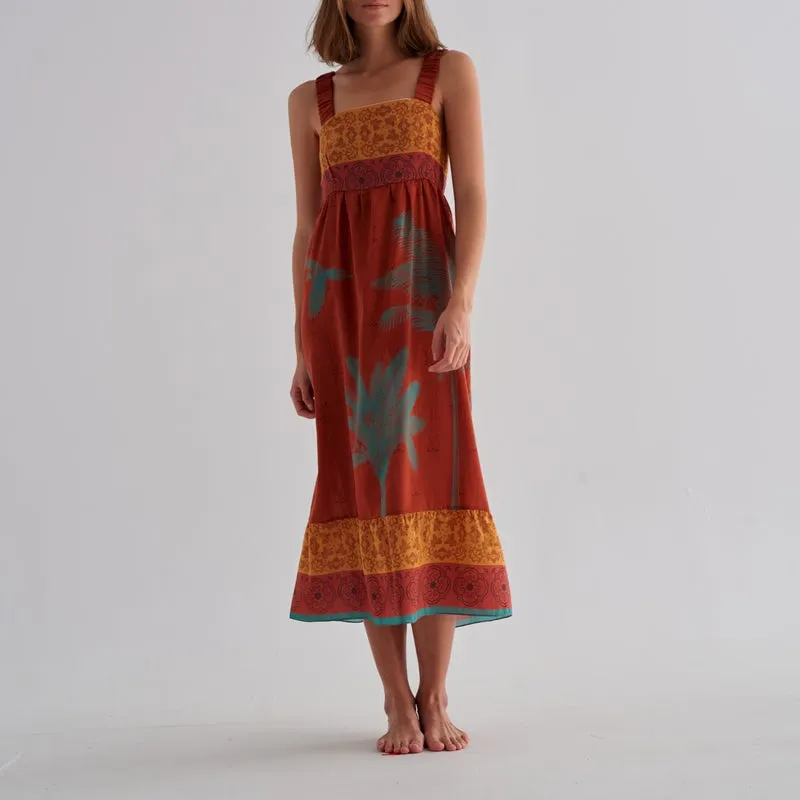 Sol De Occidente Midi Dress Terracota Palms sold by Sand Dollar