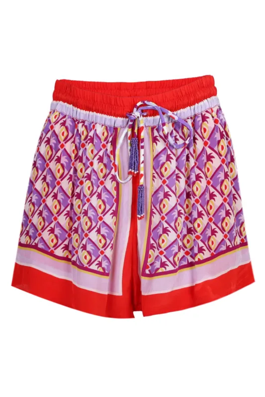 Graphic Pineapple Scarf Multicolor Shorts made by FARM Rio