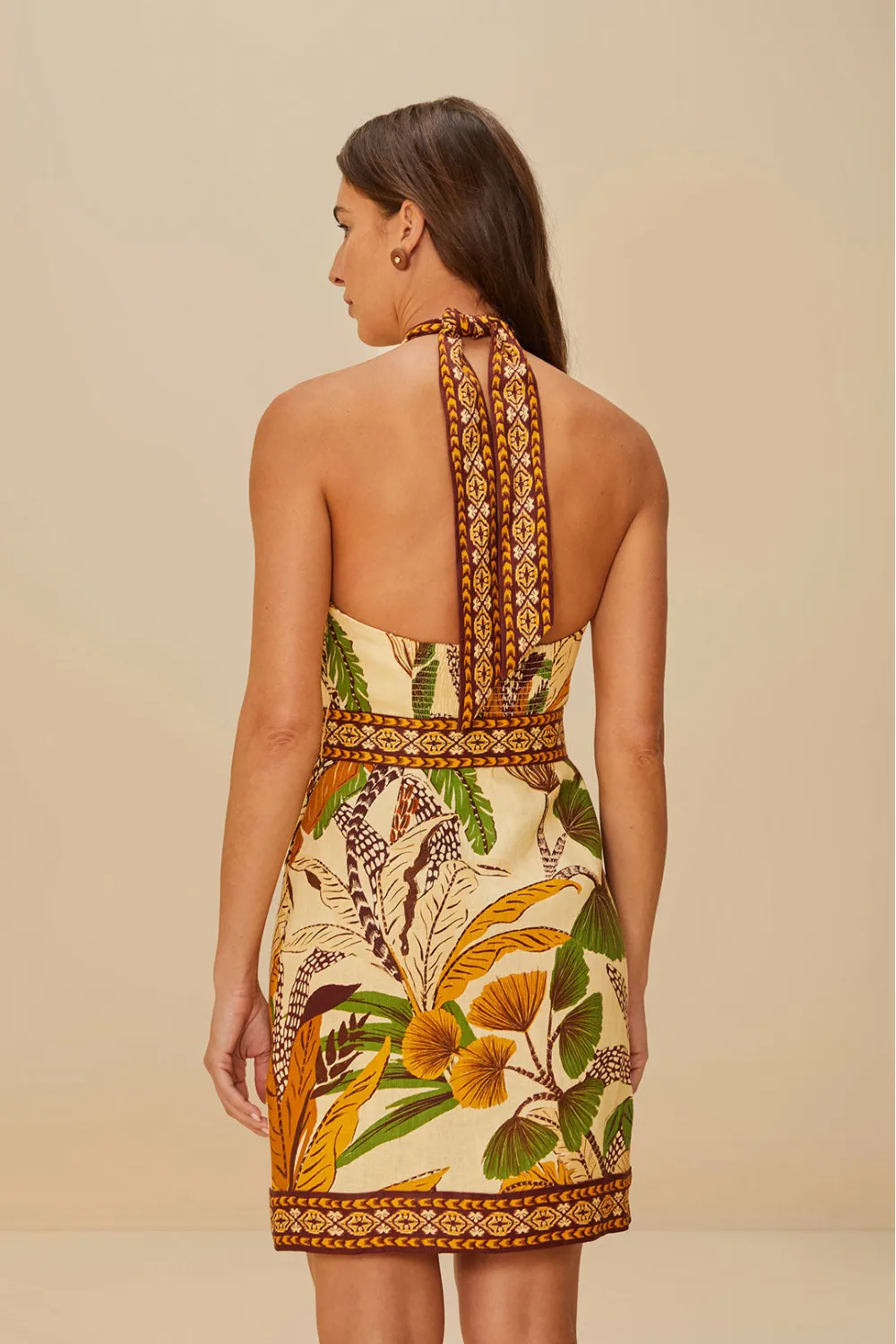 Foliage Sketch Sand Halter Neck Mini Dress sold by Sand Dollar product image thumbnail 4