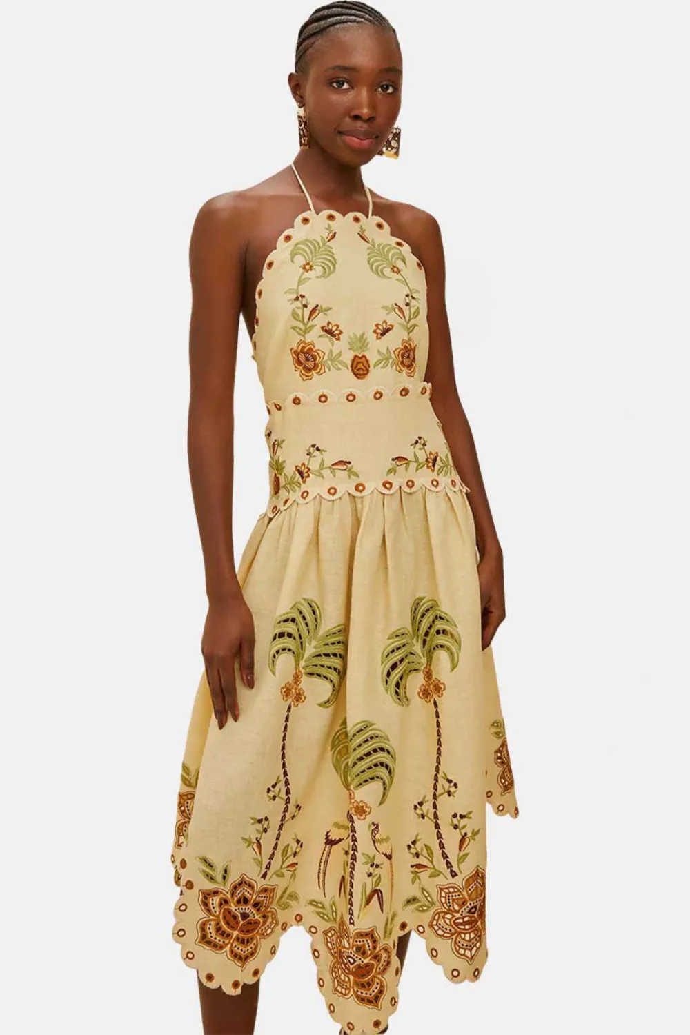 Delicate Forest Sand Richelieu Embroidered Midi Dress sold by Sand Dollar product image thumbnail 2